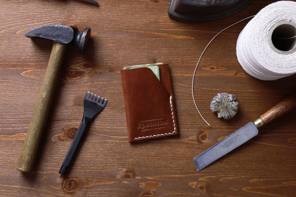Free Image of Various Tools Organized on a Wooden Table 