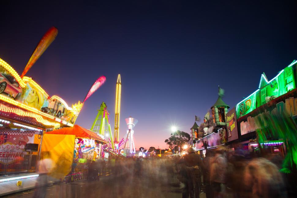 Free Image of Nighttime Carnival Crowd Walking 
