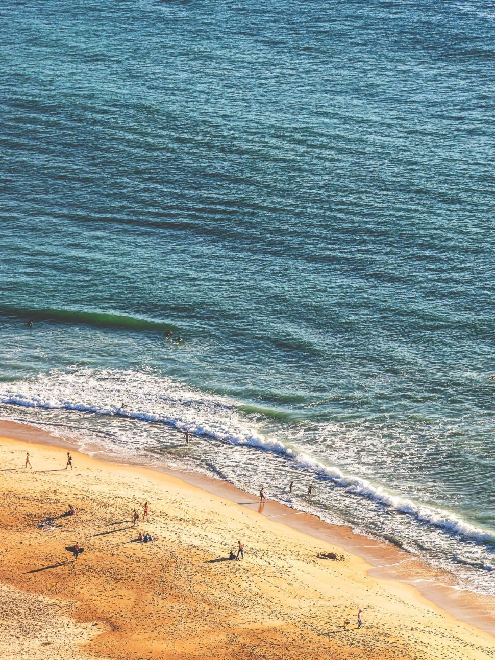 Free Image of Group of People Standing on Sandy Beach 