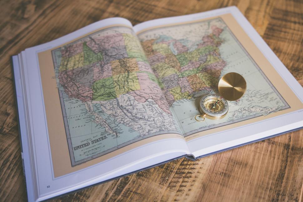 Free Image of Open Book With Compass 