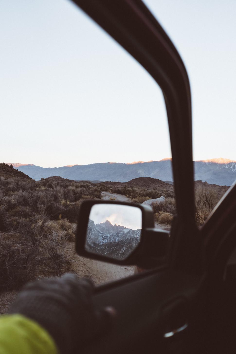 Free Image of Mountain View Through Car Window 