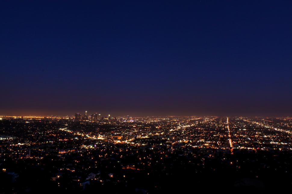 Free Image of City Night View From Hilltop 