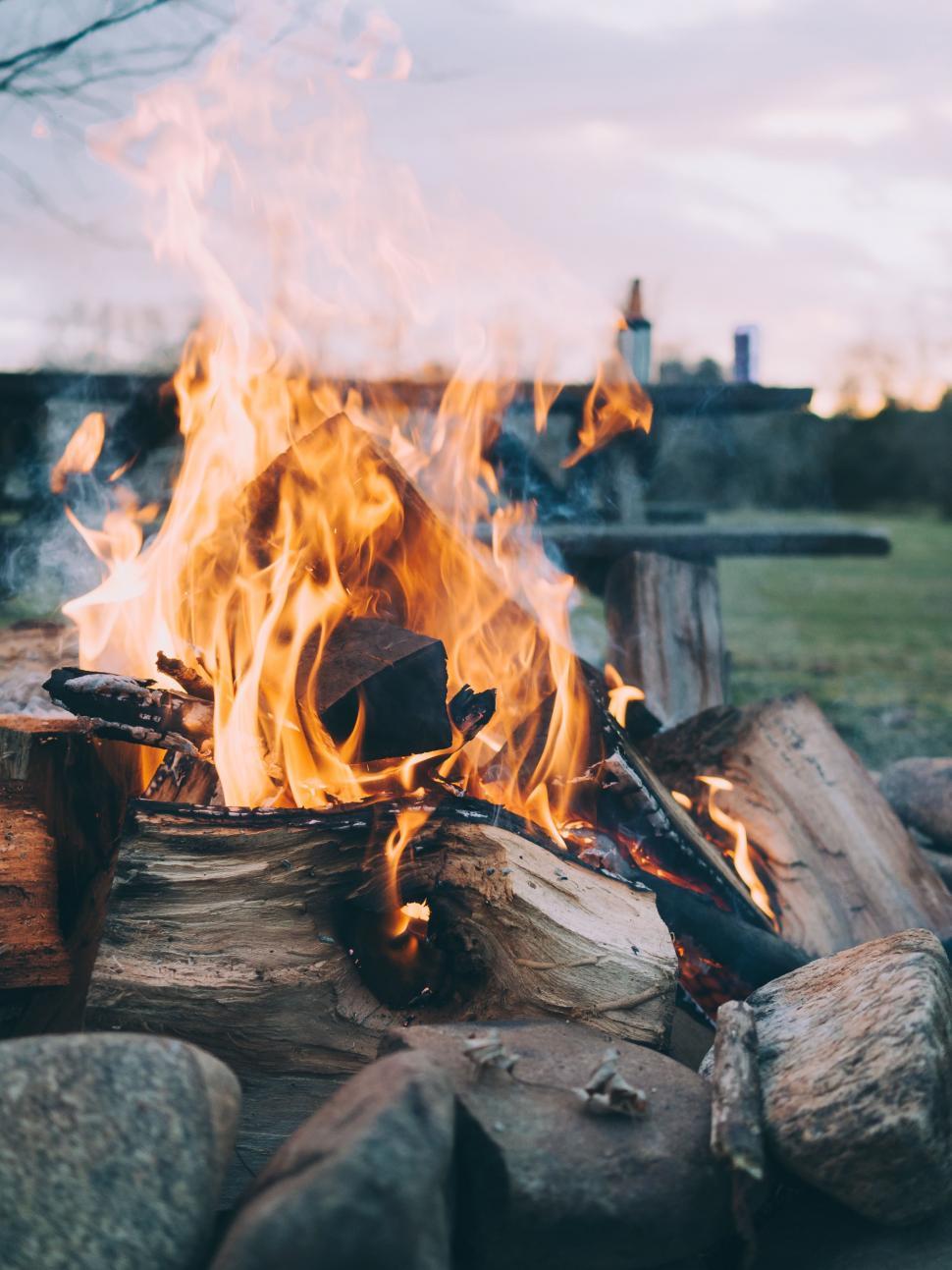 Free Image of Fire Burning in Field 