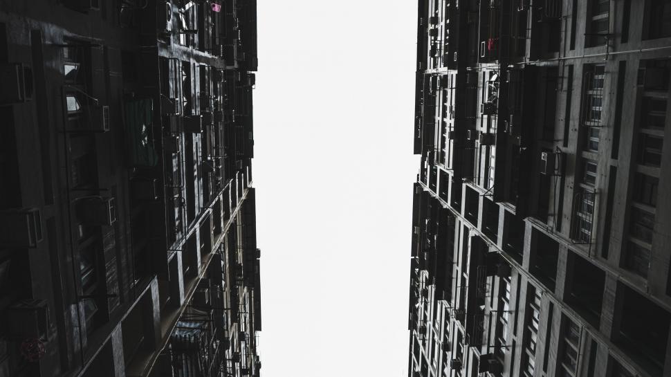 Free Image of Tall Buildings in Black and White 