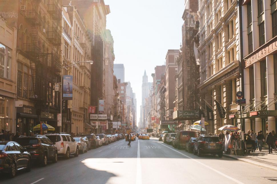 Free Image of Bustling City Street Filled With Tall Buildings 