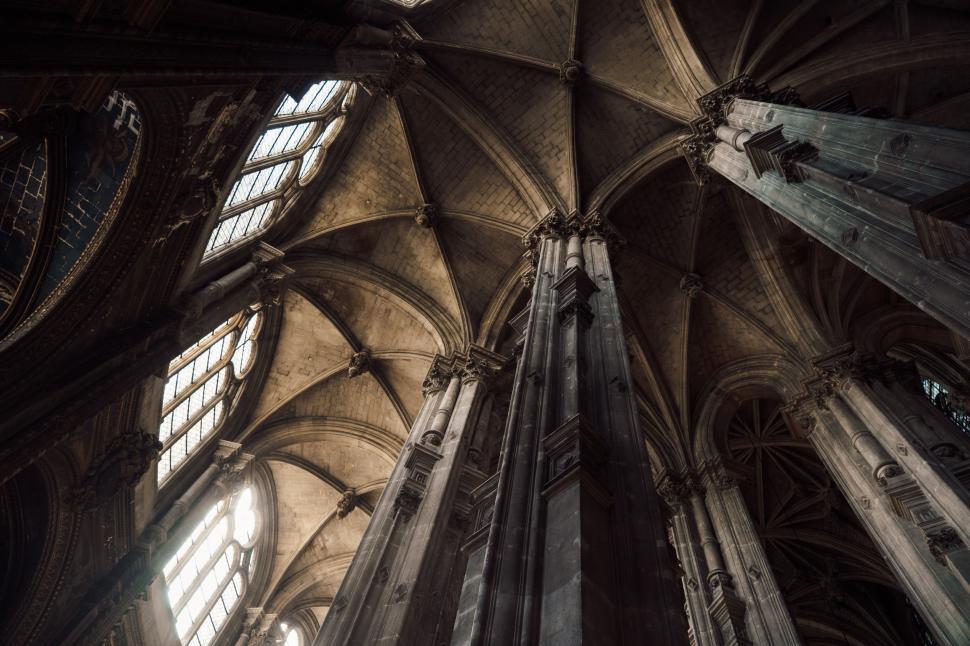 Free Image of Ceiling of a Large Cathedral With Many Windows 