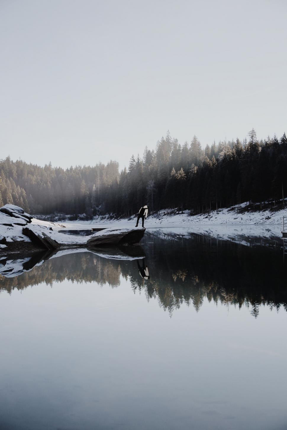 Free Image of Person Standing Near Lake 