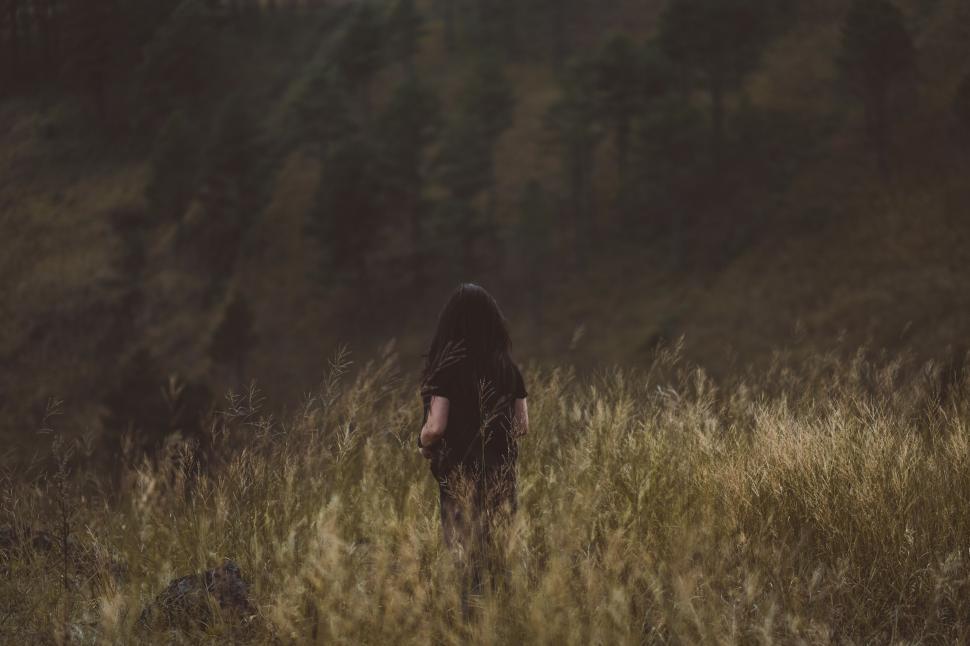 Free Image of Person Standing in Field of Tall Grass 