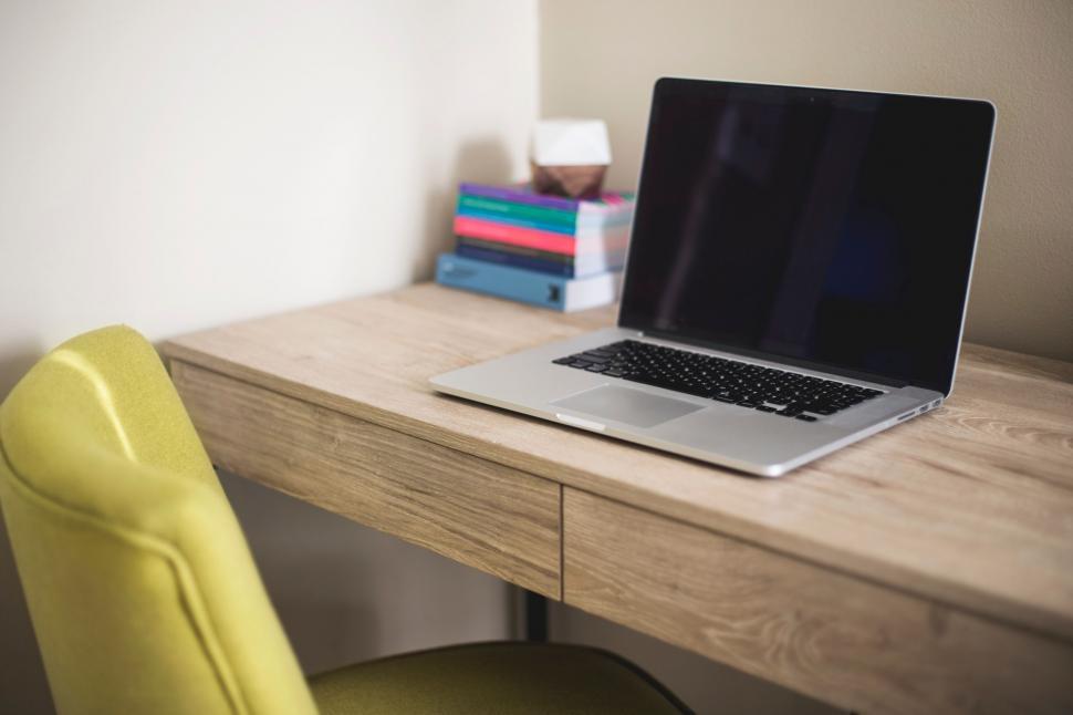 Free Image of Laptop Computer on Wooden Desk 