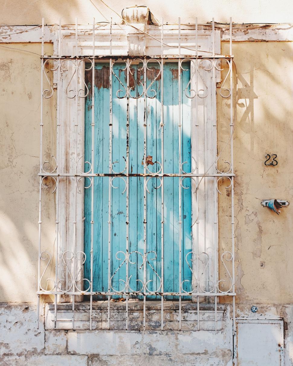 Free Image of Old Building With Blue Door and Window 