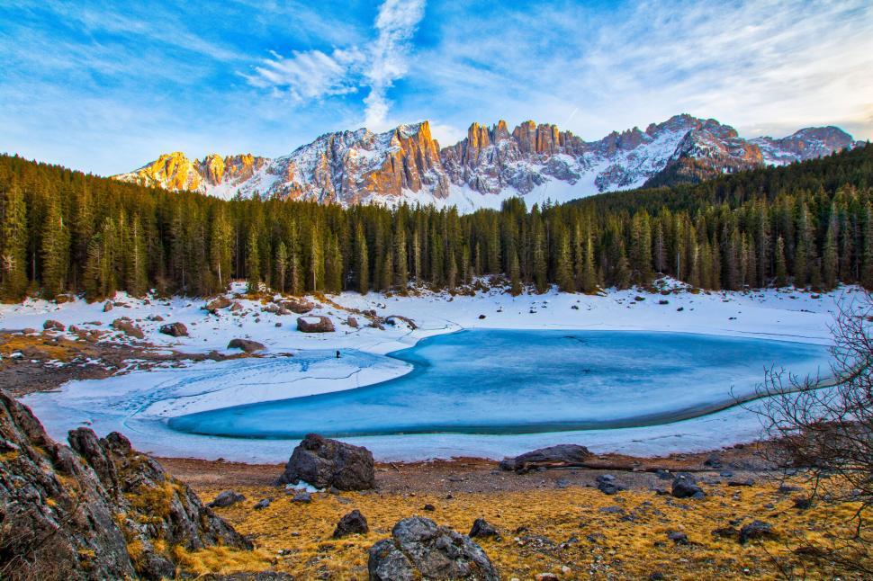 Free Image of Mountain Lake Surrounded by Rocks and Trees 