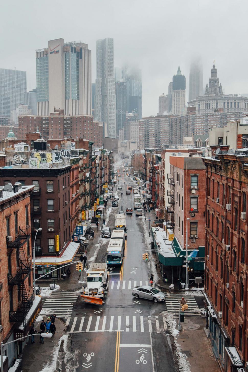 Free Image of City Street Covered in Snow 