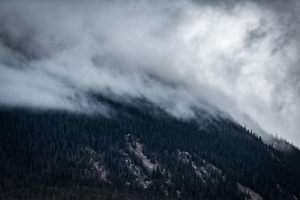 Free Image of Mountain Shrouded in Clouds 
