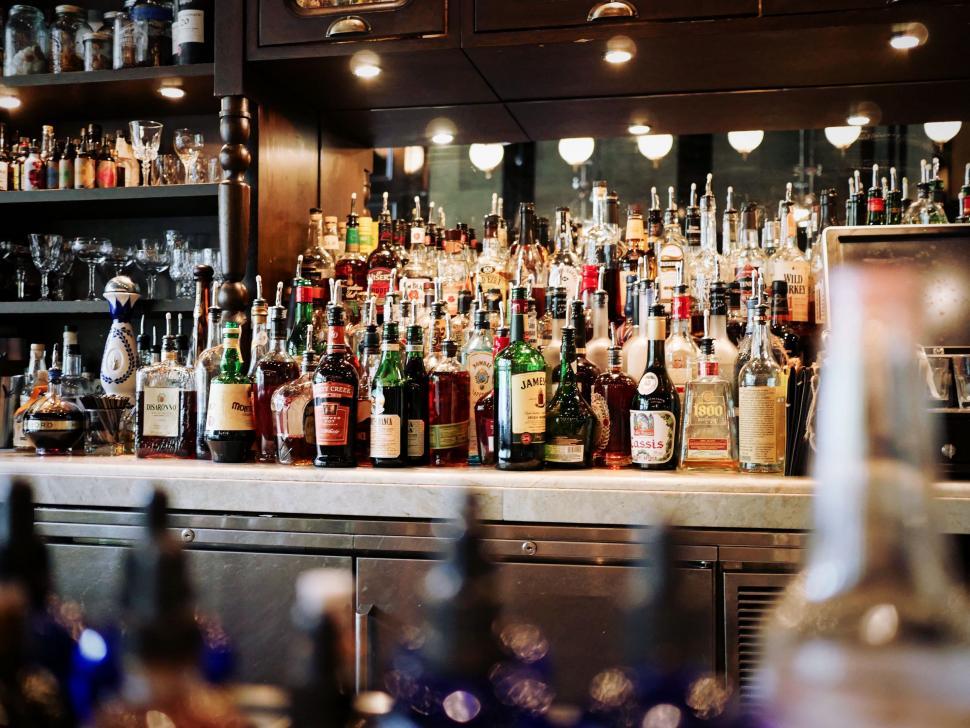 Free Image of Bar Filled With Assorted Liquor Bottles 