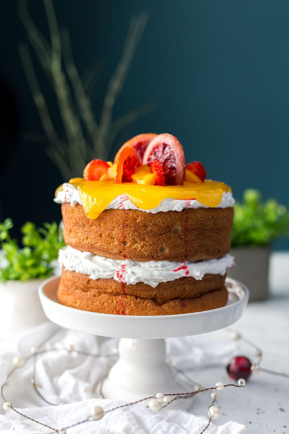 Free Image of Cake on White Cake Plate 