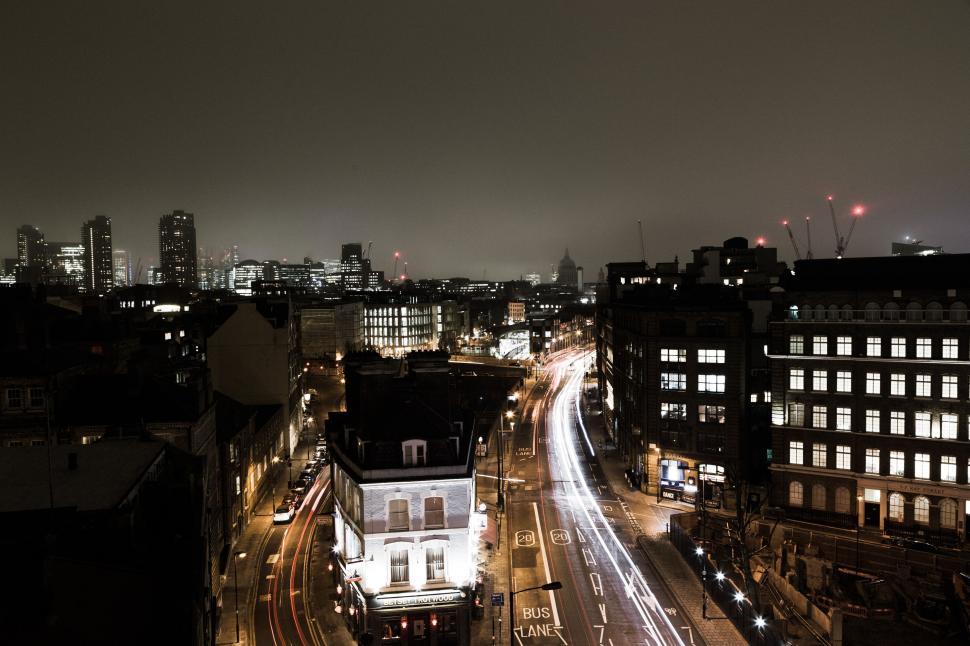 Free Image of Panoramic View of a Cityscape at Night 