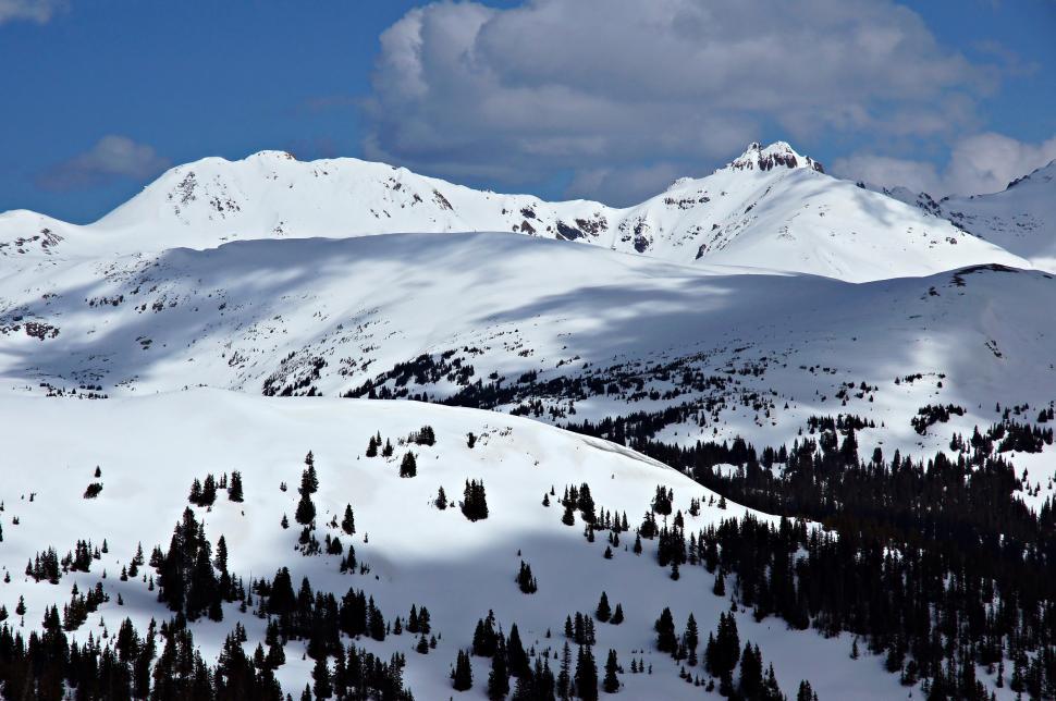 Free Image of Loveland Pass Snowy Mountain Peaks and Clouds  