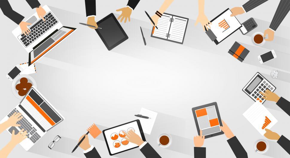 Free Image of Team Work - Business Meeting - Top View with Copyspace 
