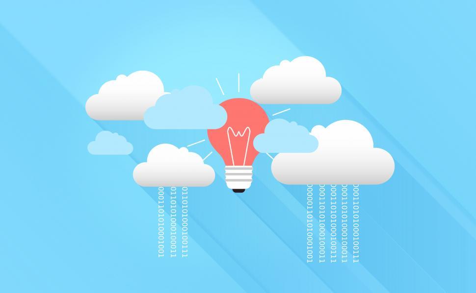 Free Image of Cloud Computing with Virtual Clouds and Light Bulb 