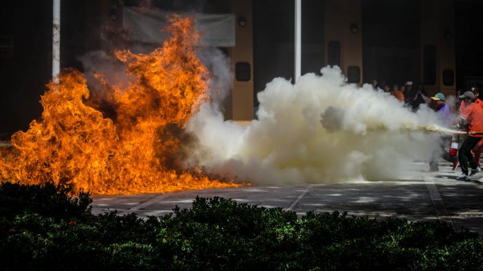 Free Image of Crew extinguishing fire 