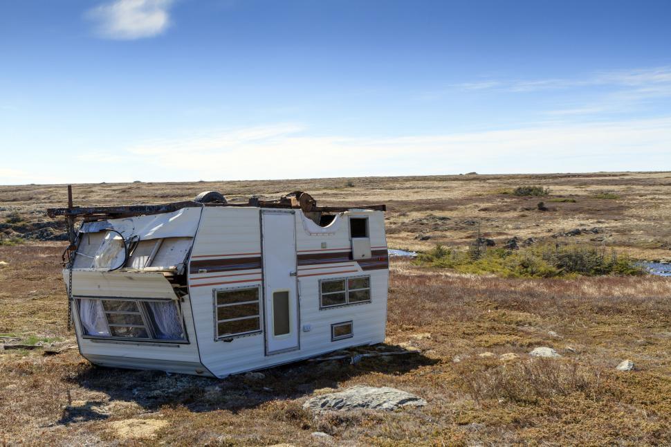 Free Image of Over turned trailer 