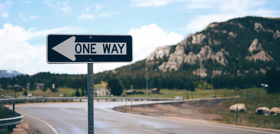 Free Image of One Way Sign Alongside Road 