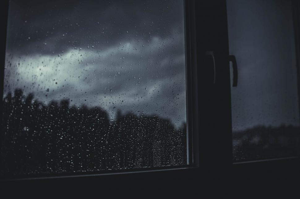 Free Image of Window With Rain Drops on Glass 