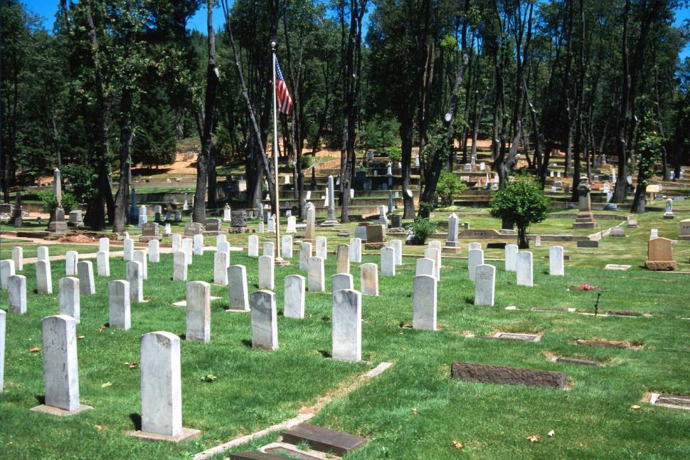 Free Image of Headstones in small cemetery 
