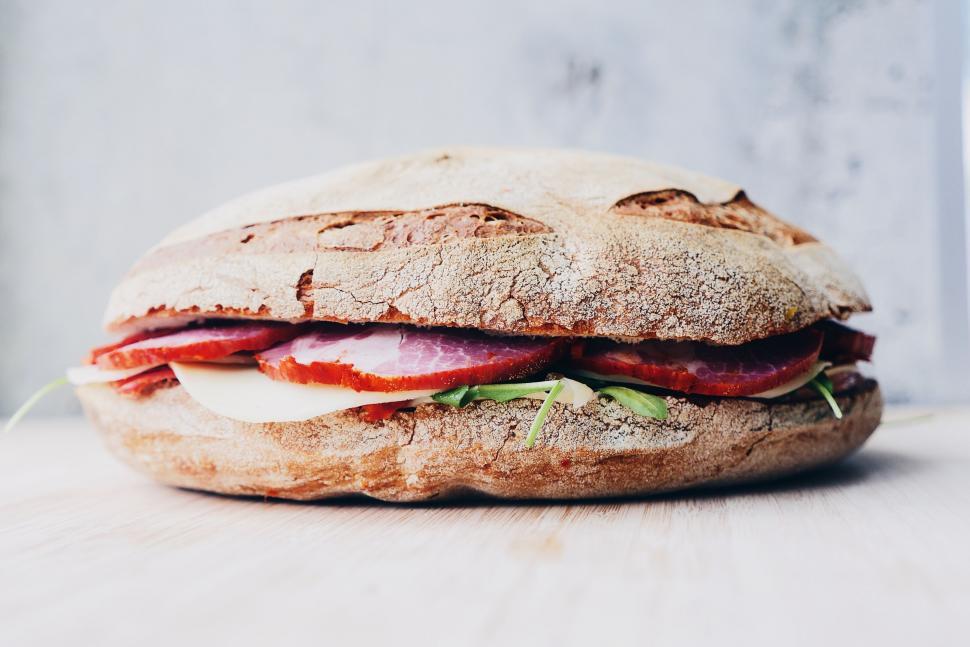 Free Image of Large Sandwich on Table 