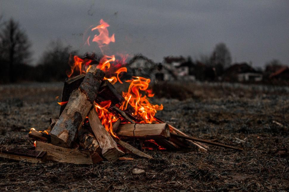 Free Image of Fire Burning in Middle of Field 