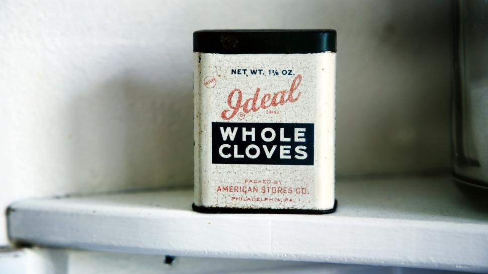 Free Image of Close Up of a Can on a Shelf 