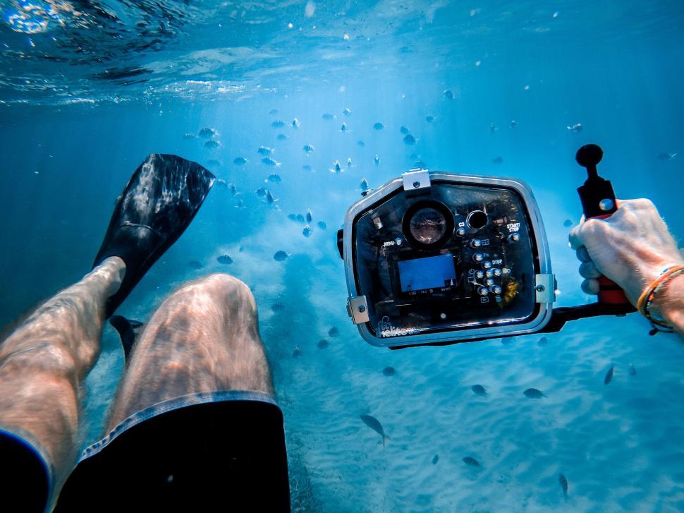Free Image of Person Holding Camera in the Water 