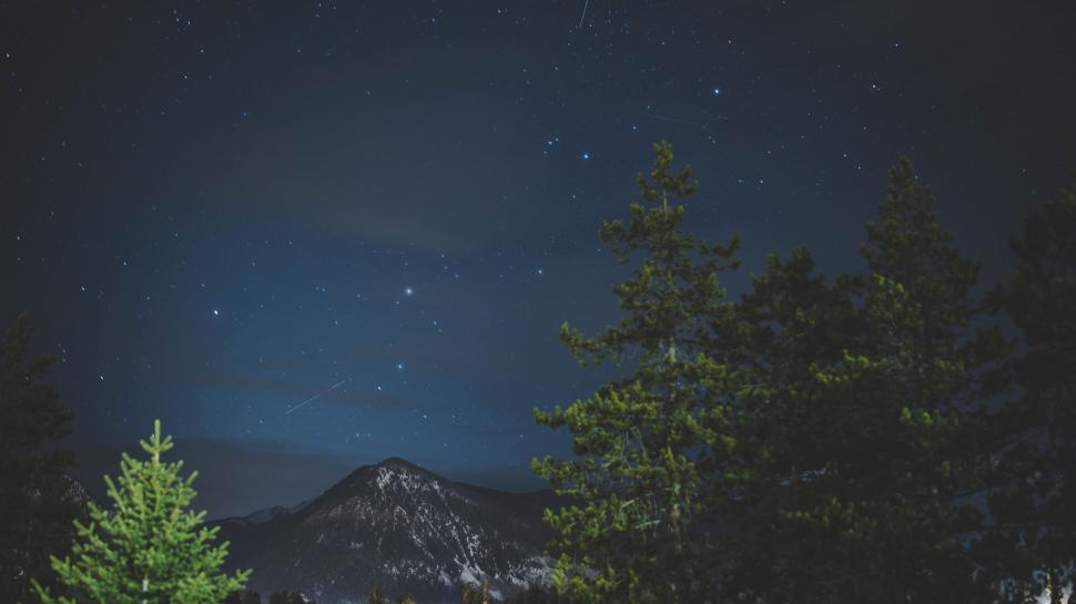Free Image of Night Sky Over Mountain 