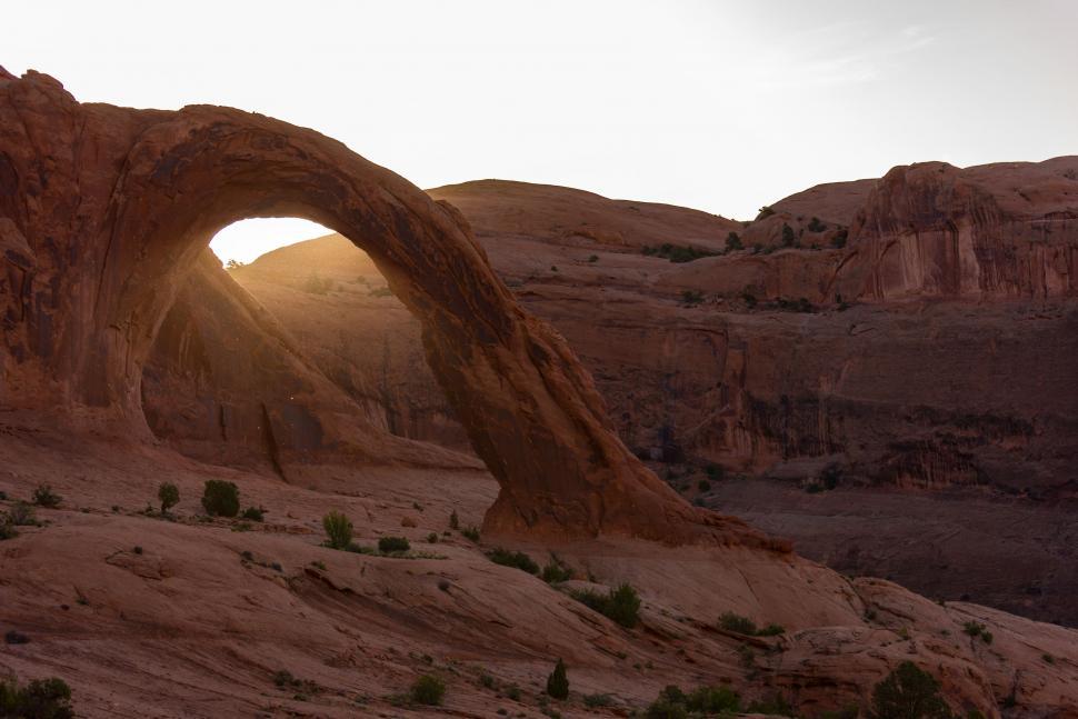 Free Image of Massive Rock Formation in Desert Landscape 