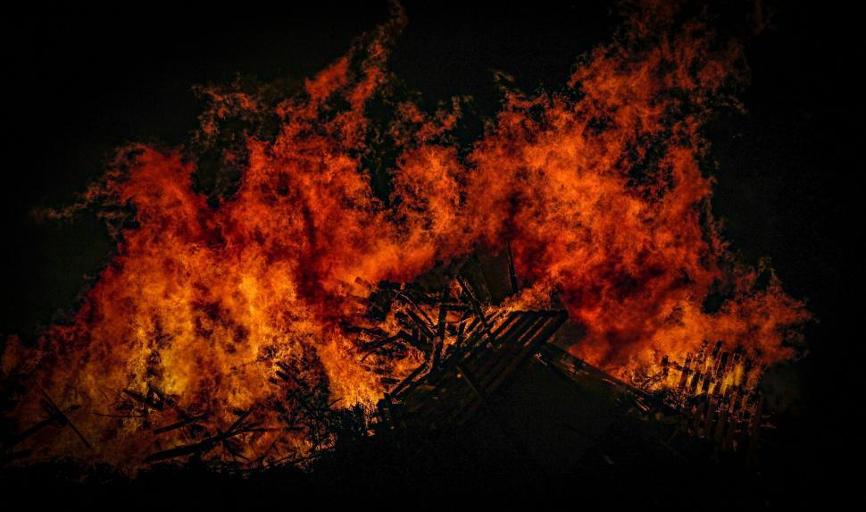 Free Image of Fire Blazing in the Night Sky 