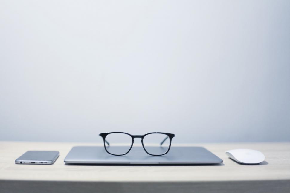 Free Image of Glasses on Laptop Keyboard 