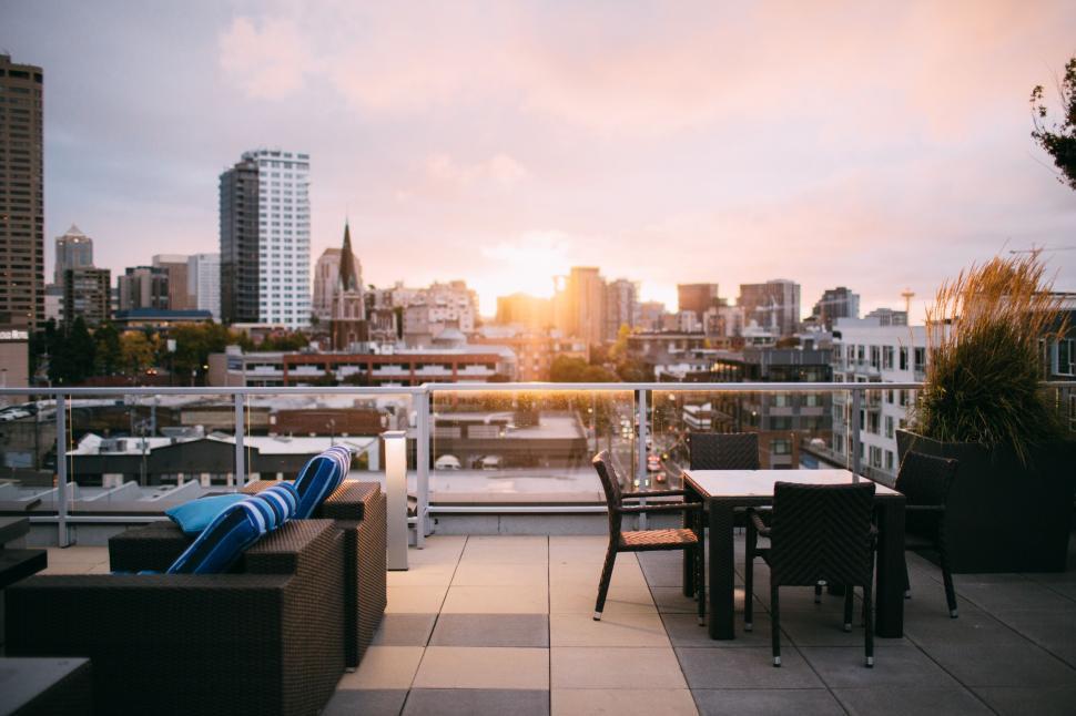 Free Image of Panoramic View of City Skyline From Rooftop 