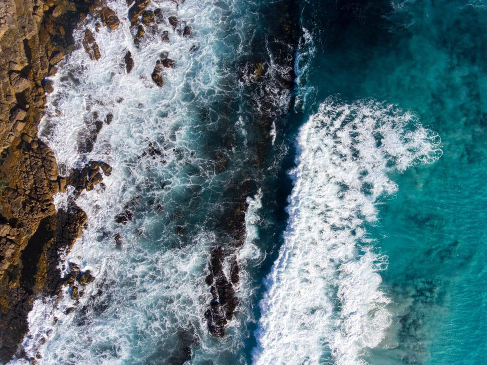 Free Image of A Birds Eye View of the Ocean and Rocks 