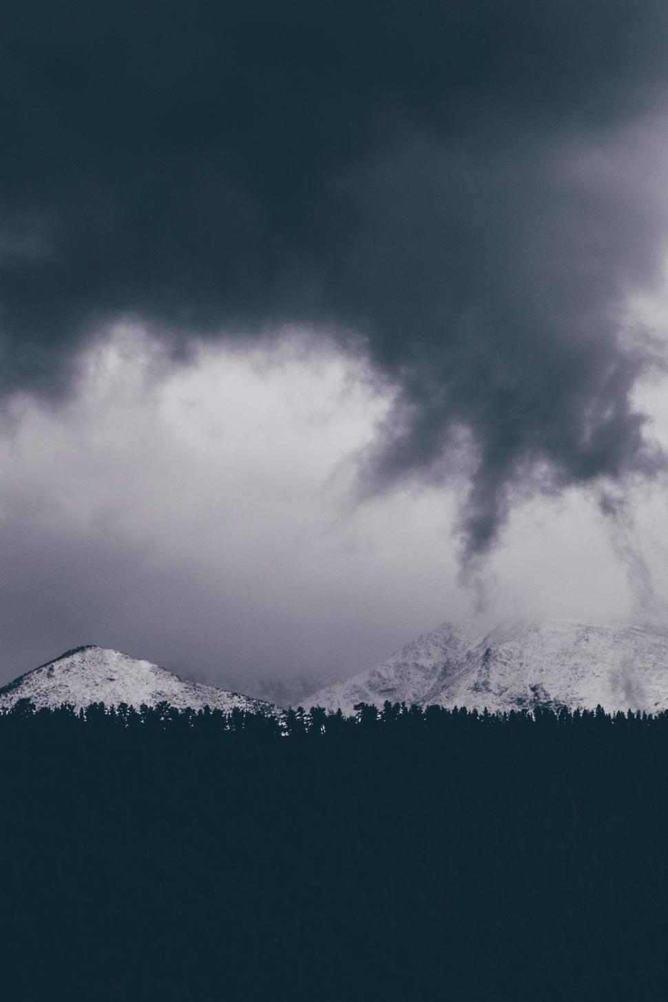 Free Image of Snow-Covered Mountain in Black and White 