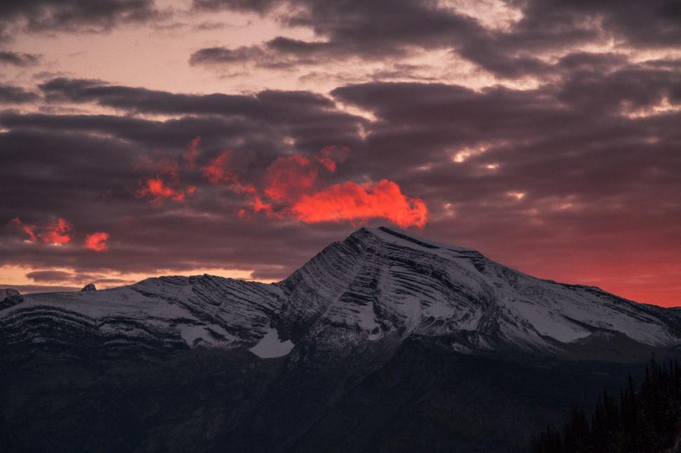 Free Image of Snow Covered Mountain Under Cloudy Sky 