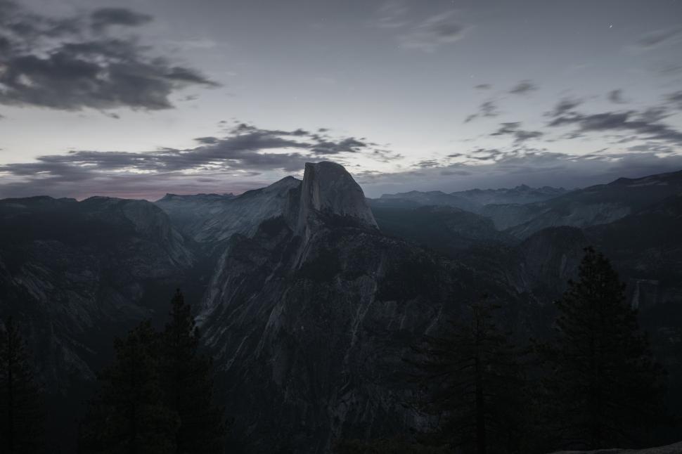 Free Image of Mountain Silhouette in Night Sky 
