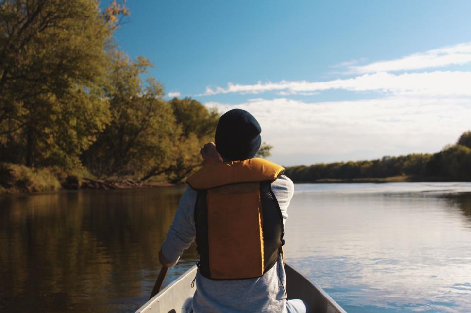 Free Image of Man Sitting in Boat on Lake 