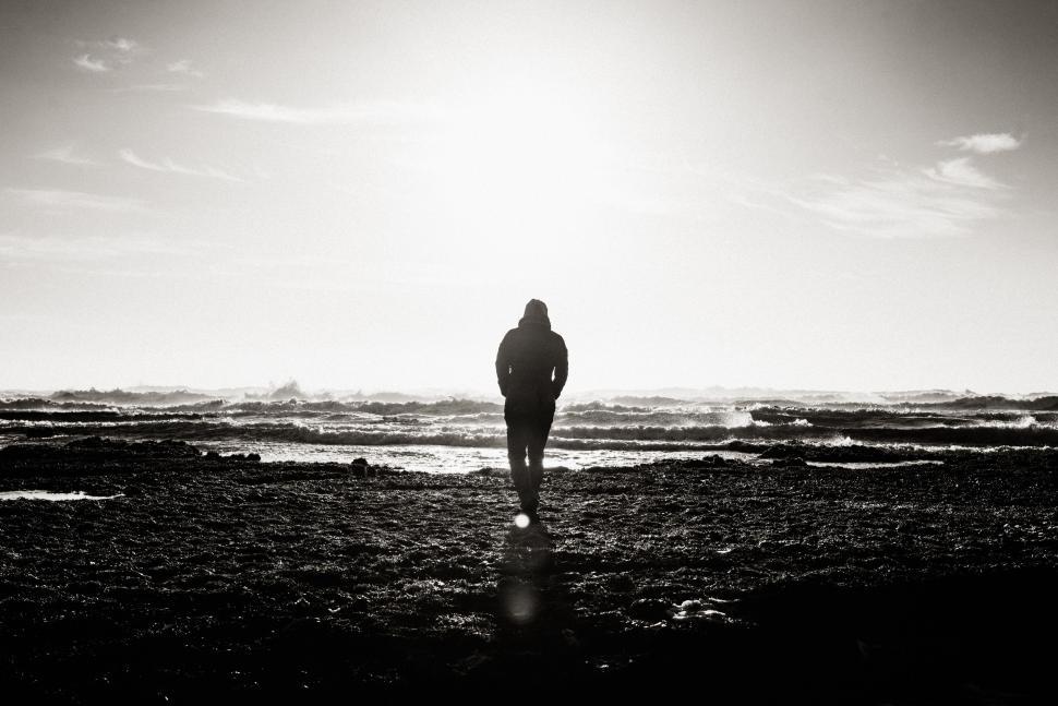 Free Image of Person Standing on Beach Near Ocean 