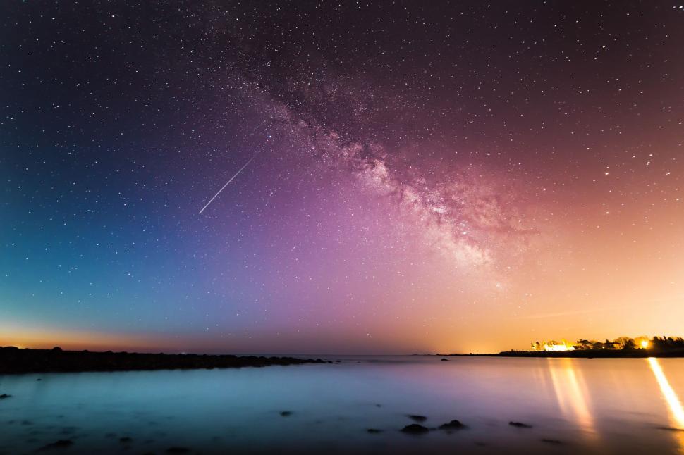 Free Image of Starlit Night Sky Reflecting in Water 