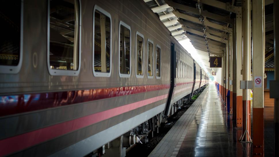 Free Image of Train Station with Waiting Train 