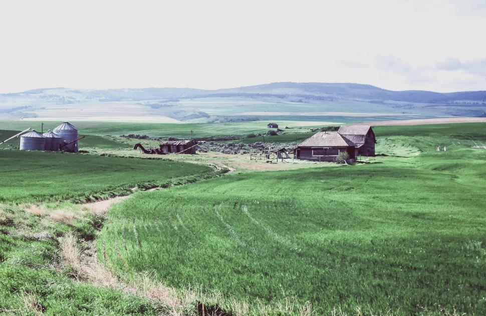Free Image of Fields with farm houses 