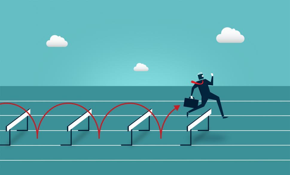 Free Image of Businessman Jumping Over Hurdles - Overcoming Barriers 