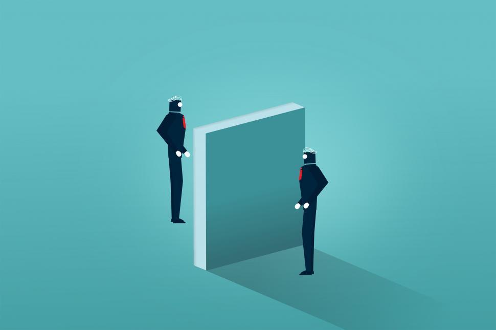 Free Image of Wall Between Businessmen - Broken Communication and Rivalry Conc 