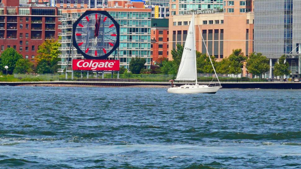 Free Image of Sailboat and Colgate Clock 