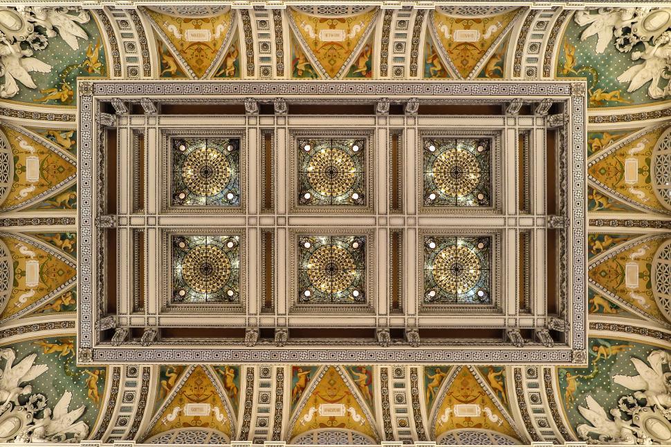 Free Image of Ceiling of the Library of Congress 